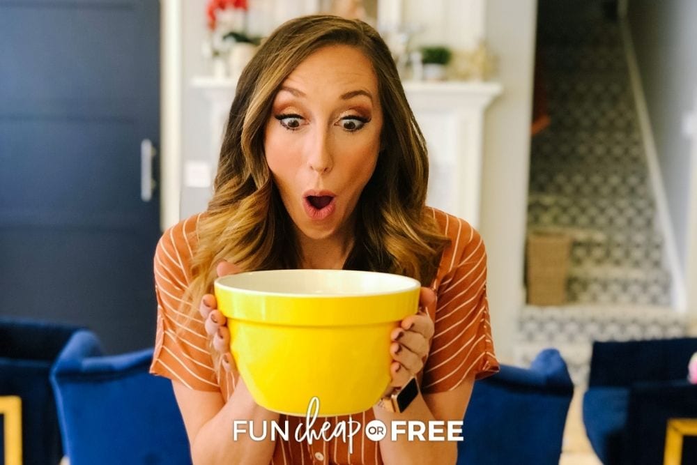 Jordan Page holding a bowl, from Fun Cheap or Free
