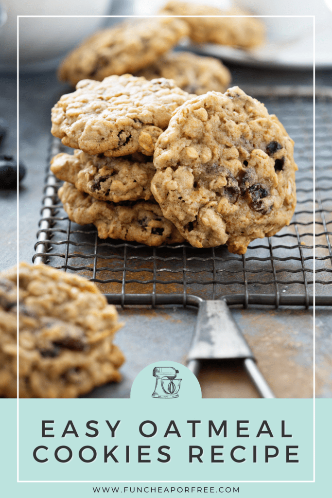 Image with text that reads "easy oatmeal cookie recipe", from Fun Cheap or Free
