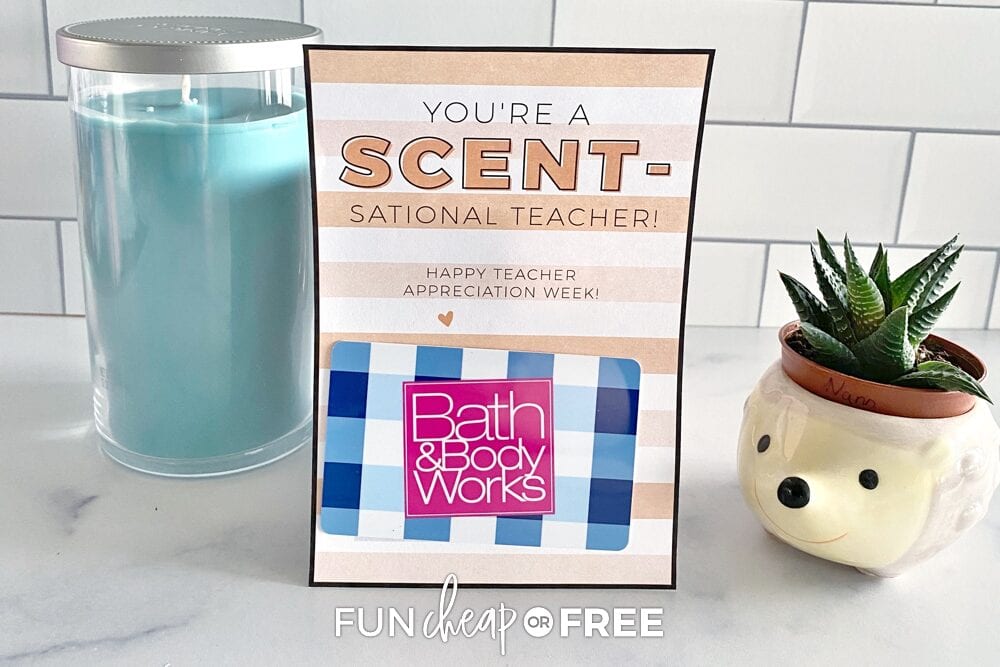 Bath and Body Works gift card with a candle, from Fun Cheap or Free