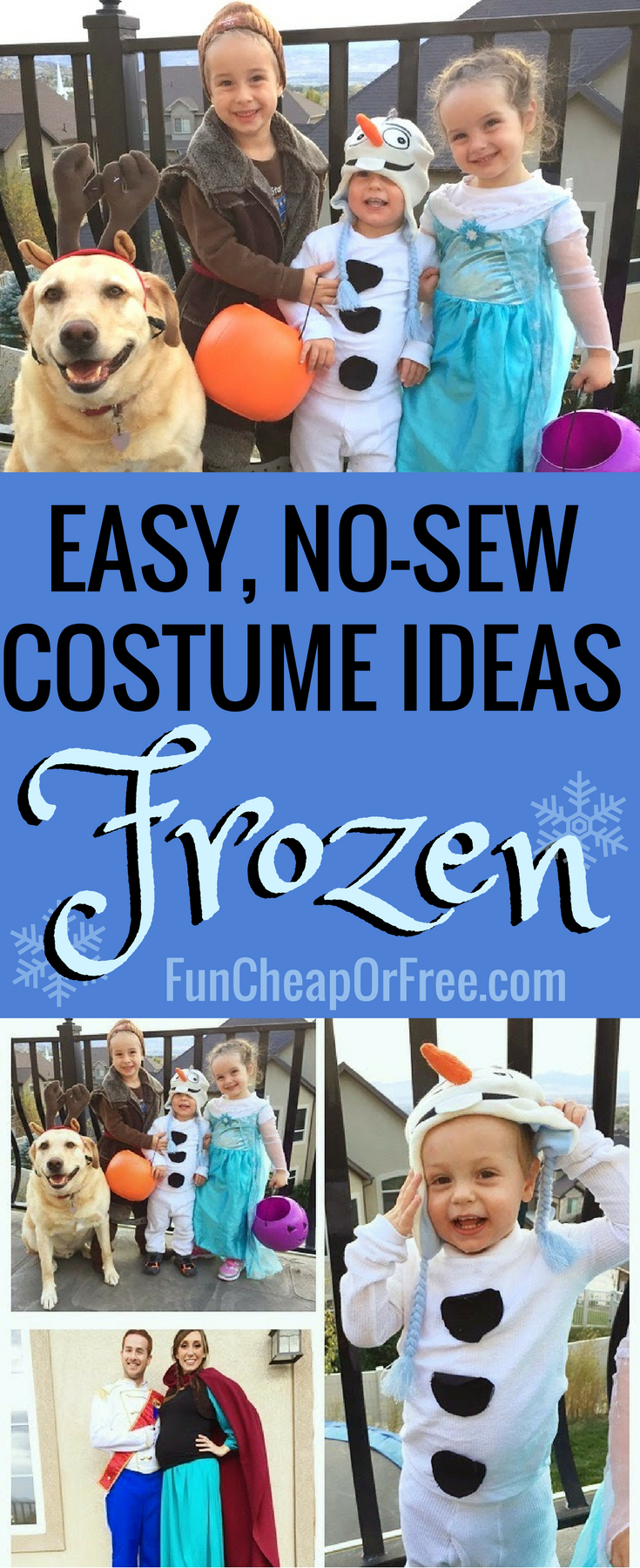 Affordable and adorable DIY Frozen Halloween costumes for the whole family! See how we did it! www.FunCheapOrFree.com