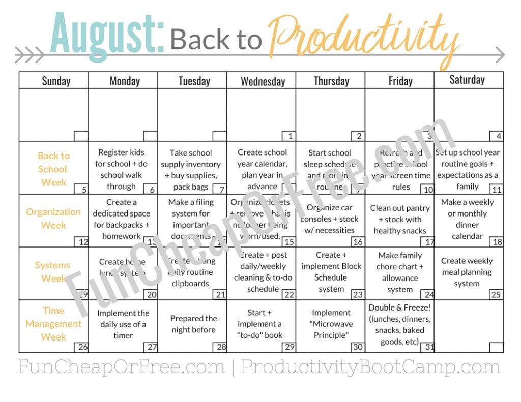 Let the "Back to Productivity" MonthLong Challenge BEGIN! Fun Cheap