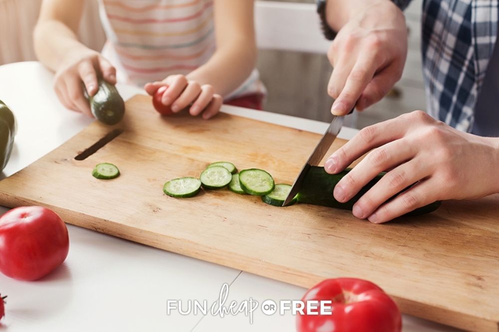 dad and daughter cooking together, from Fun Cheap or Free