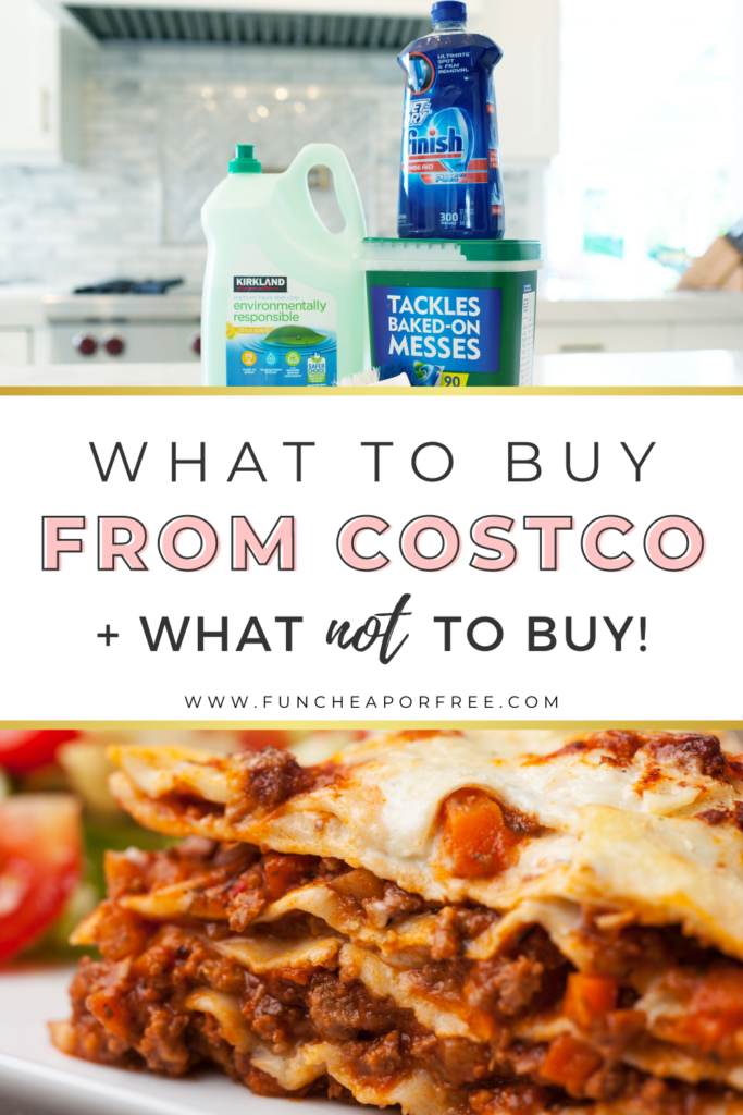 Image with text that reads "what to buy from Costco" from Fun Cheap or Free