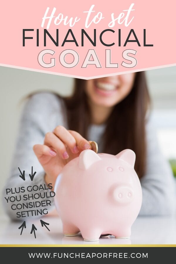 Image with text that reads "how to set financial goals" from Fun Cheap or Free