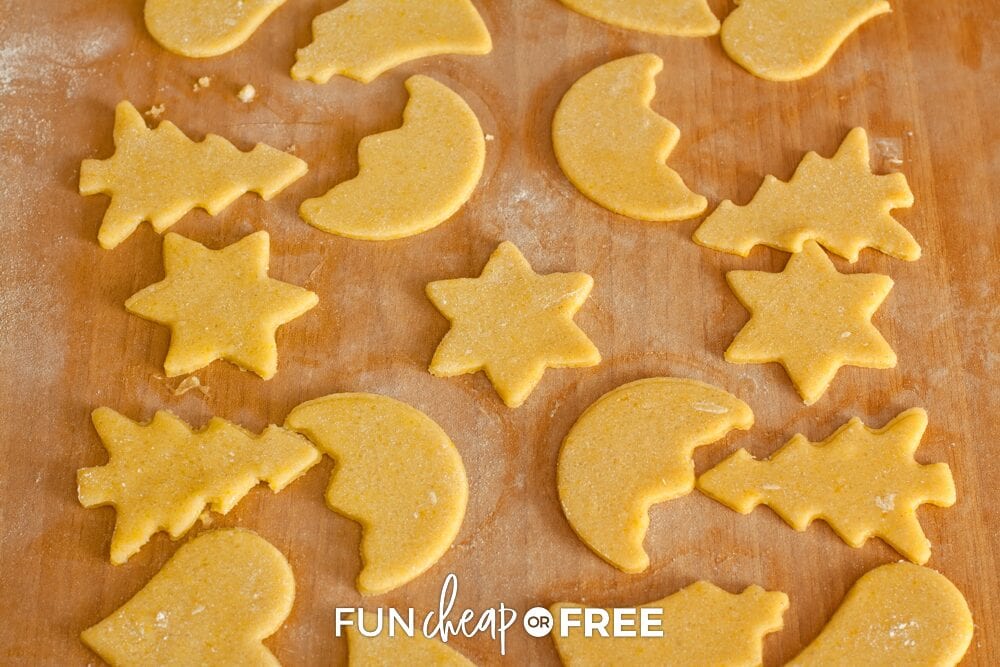 Sugar cookies on a cutting board, from Fun Cheap or Free