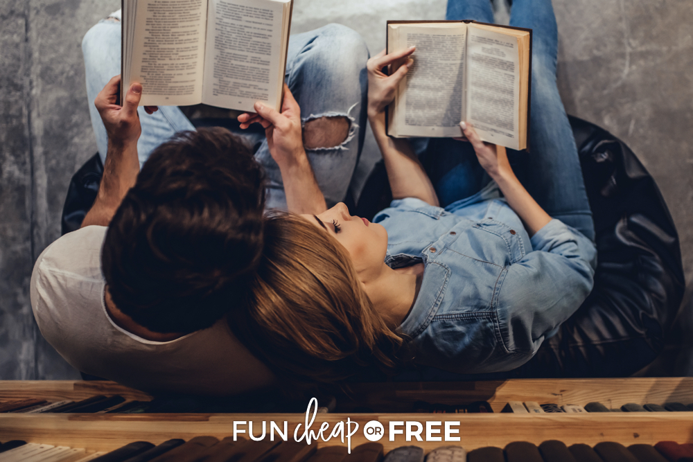 Couple reading books at a store, from Fun Cheap or Free