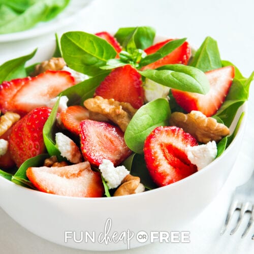 A strawberry spinach salad is the perfect side to go along with pretty much any meal! Tips from Fun Cheap or Free