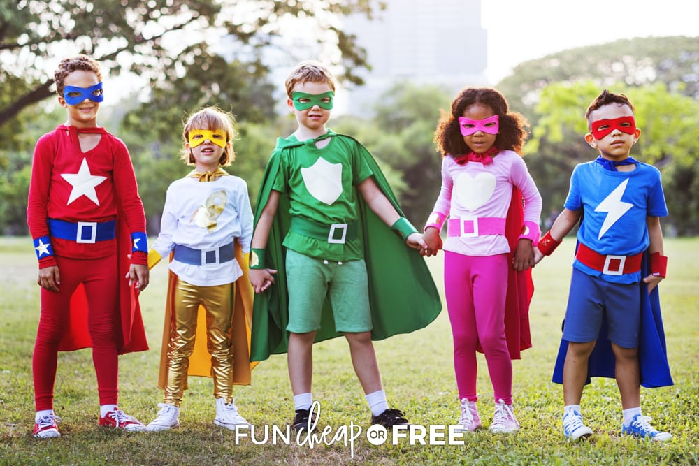 kids dressed up as super heroes, from Fun Cheap or Free