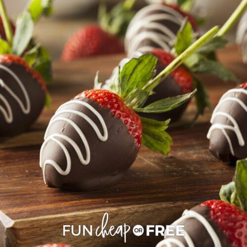 chocolate covered strawberries on a cutting board, from Fun Cheap or Free