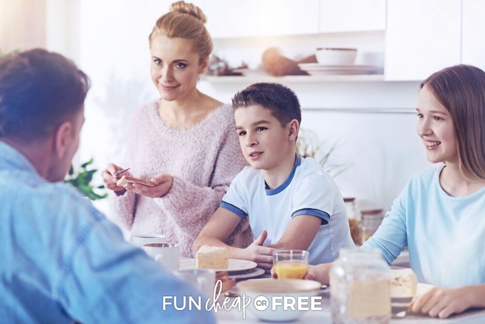 family at the dinner table, from Fun Cheap or Free