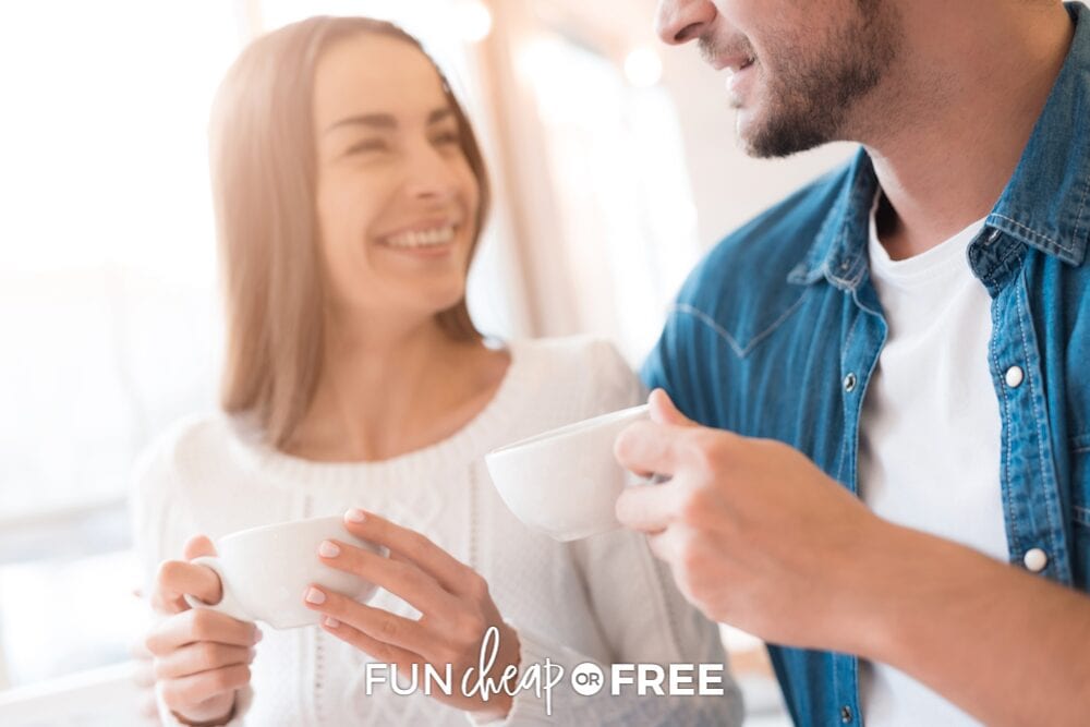 couple drinking coffee together, from Fun Cheap or Free