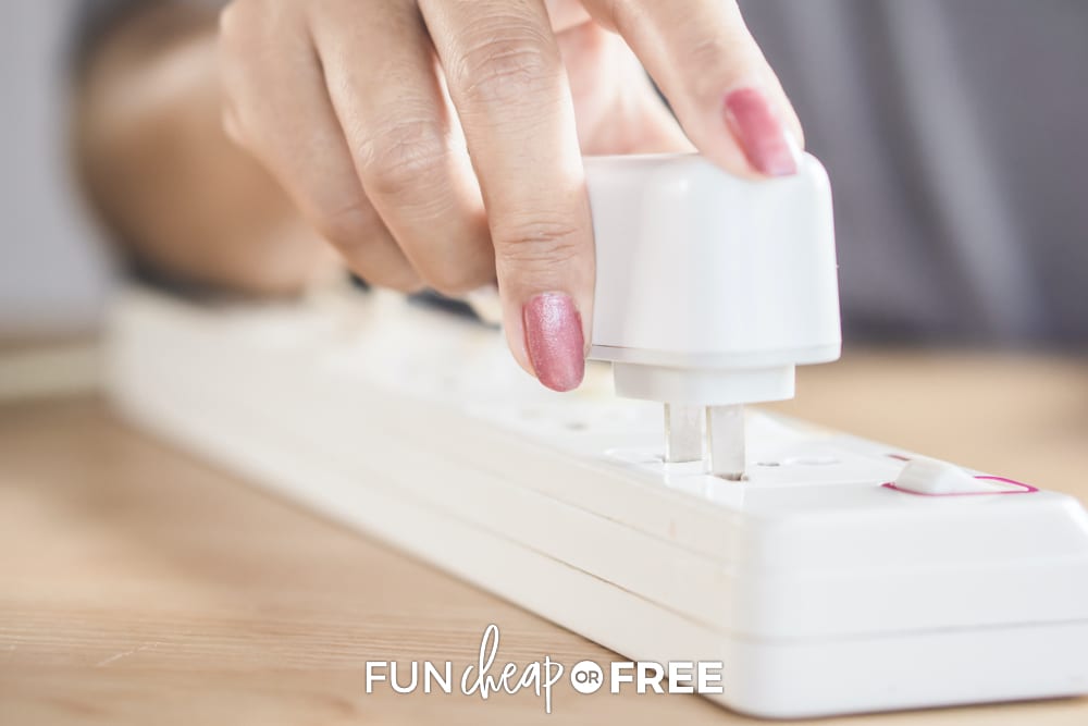 Use power strips that cut the flow of energy to your electronics to help save on your electric bill - Tips from Fun Cheap or Free