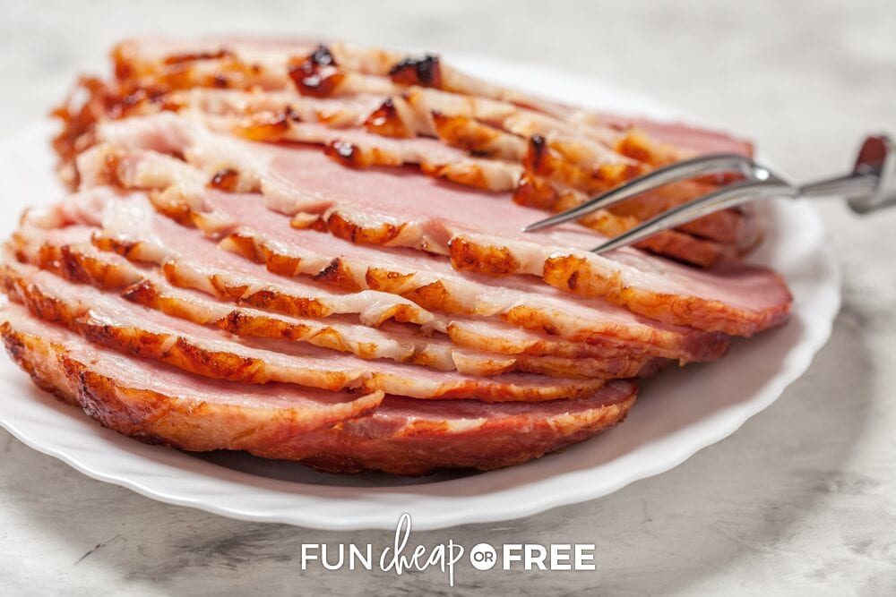 Sliced ham on a plate, from Fun Cheap or Free