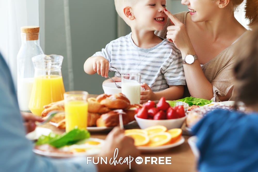 family eating breakfast together, from Fun Cheap or Free