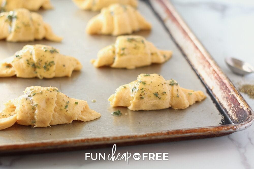 Stuffed crescent rolls on a sheet pan, from Fun Cheap or Free