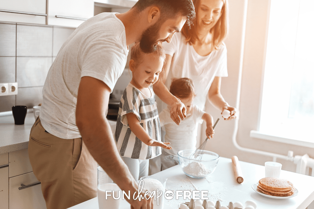 family making Easter breakfast together, from Fun Cheap or Free