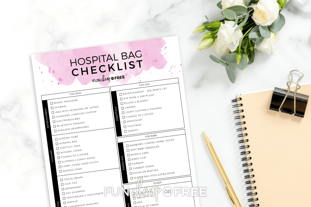 Snag this Hospital Bag Checklist so you're prepared for the big day! From Fun Cheap or Free