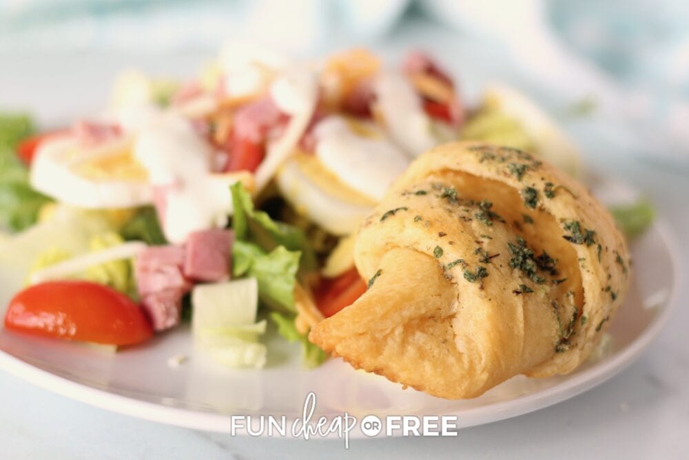 Stuffed crescent rolls on a salad plate, from Fun Cheap or Free