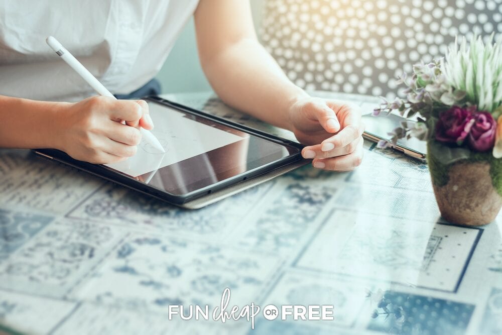Woman working on her tablet, from Fun Cheap or Free