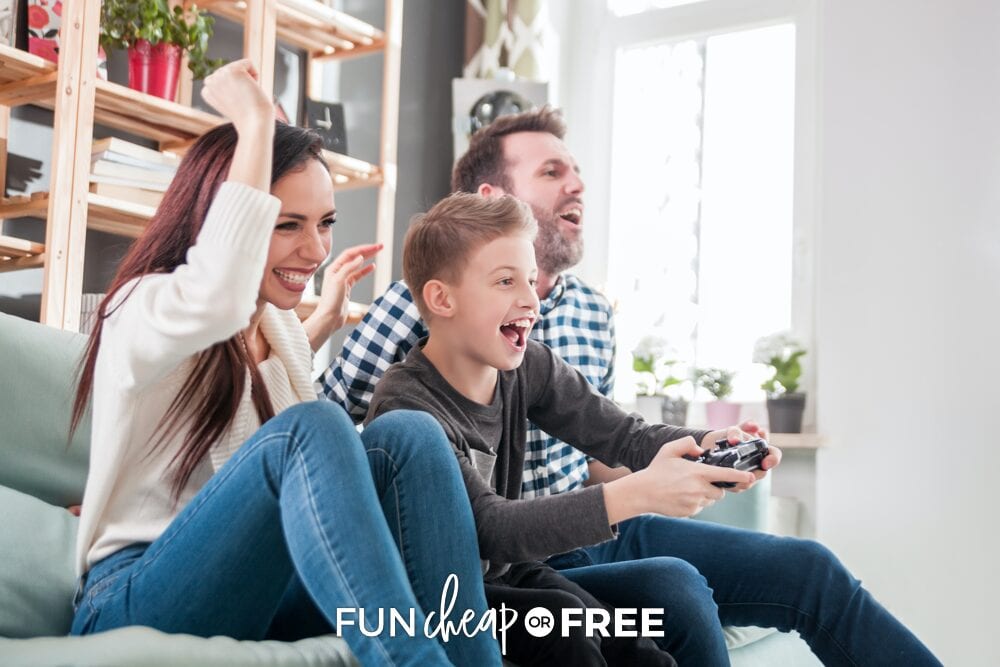 father and son playing video games together, from Fun Cheap or Free
