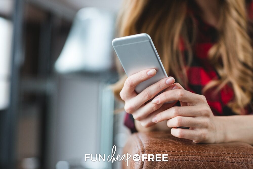 woman using a smart phone, from Fun Cheap or Free