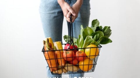 Woman holding grocery shopping basket, from Fun Cheap or Free