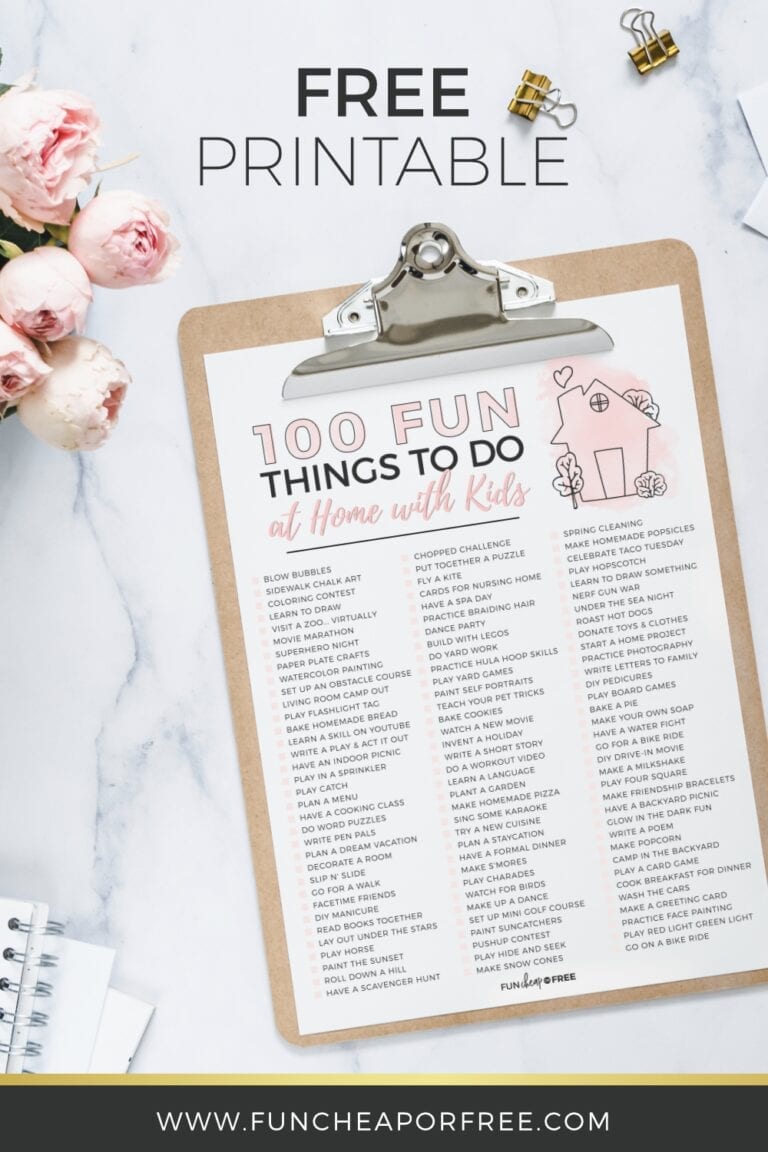 130 Activities for Kids at Home (+ FREE Printable!) - Fun Cheap or Free
