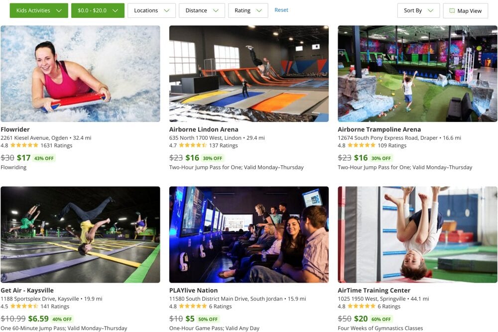 Using Groupon to find activities, from Fun Cheap or Free