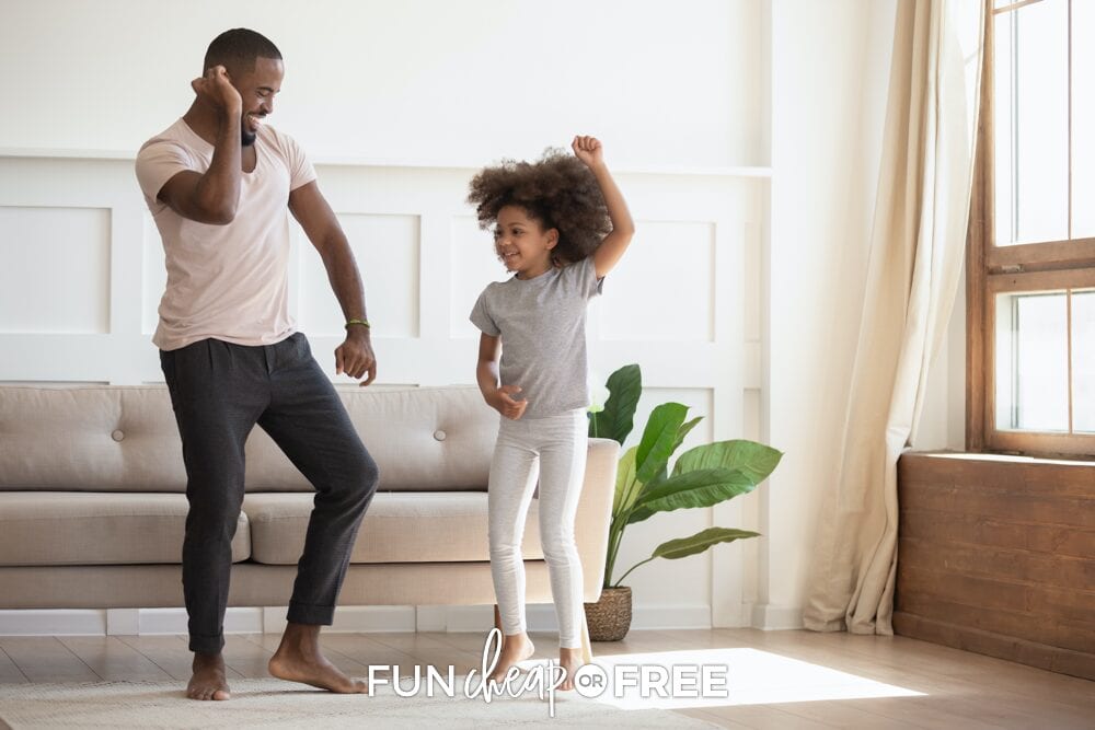 Dance party time! Movement activities for kids at home from Fun Cheap or Free
