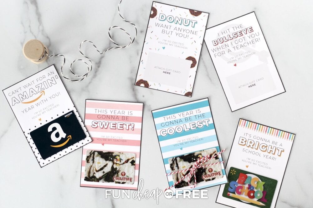 Gift card printables from Amazon, Coldstone, Walmart, and Target, from Fun Cheap or Free