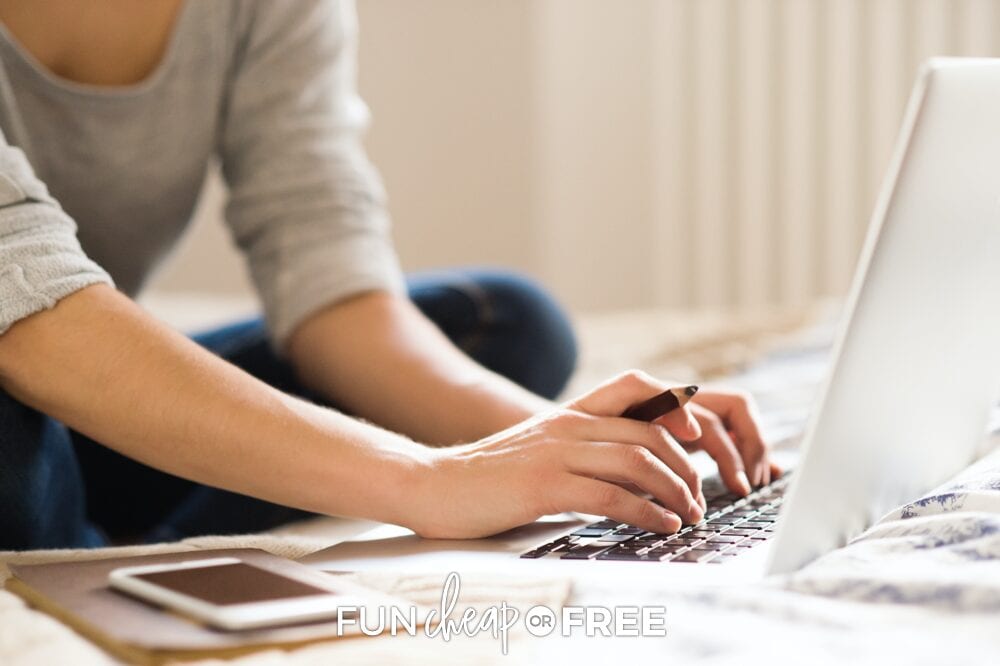 Woman working on her laptop, from Fun Cheap or Free