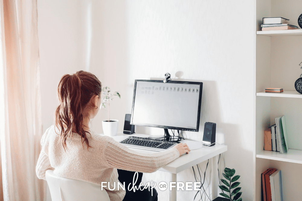 Woman on a computer, from Fun Cheap or Free