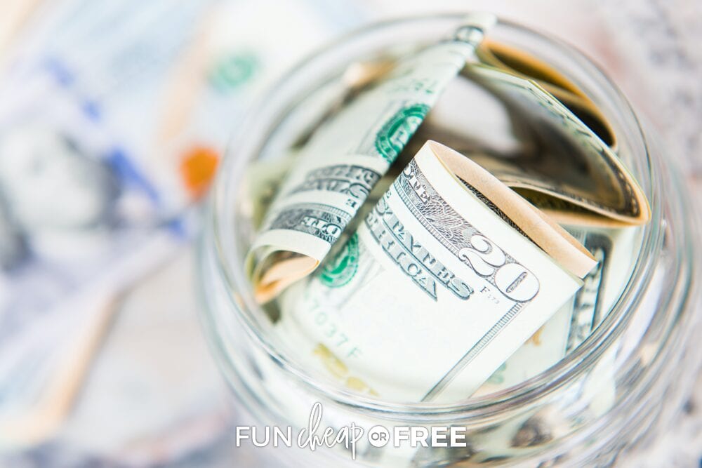 Money in a glass jar, from Fun Cheap or Free