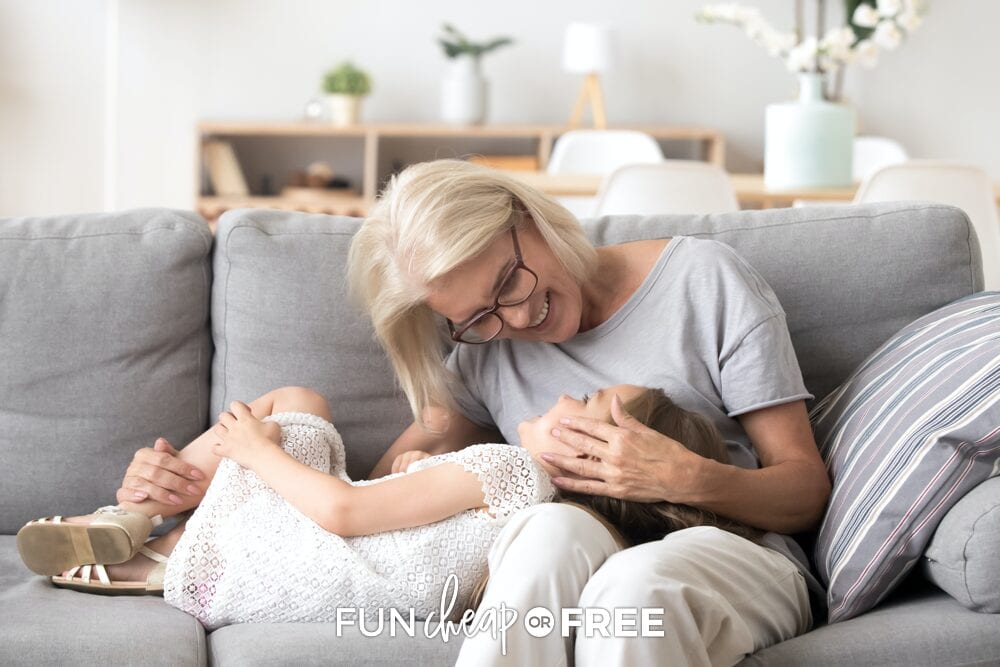 Woman with her granddaughter on a couch, from Fun Cheap or Free
