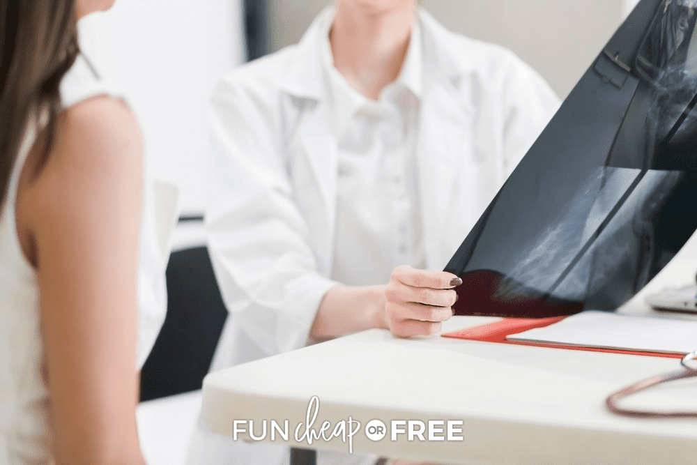 woman and doctor reviewing mammogram film from Fun Cheap or Free 