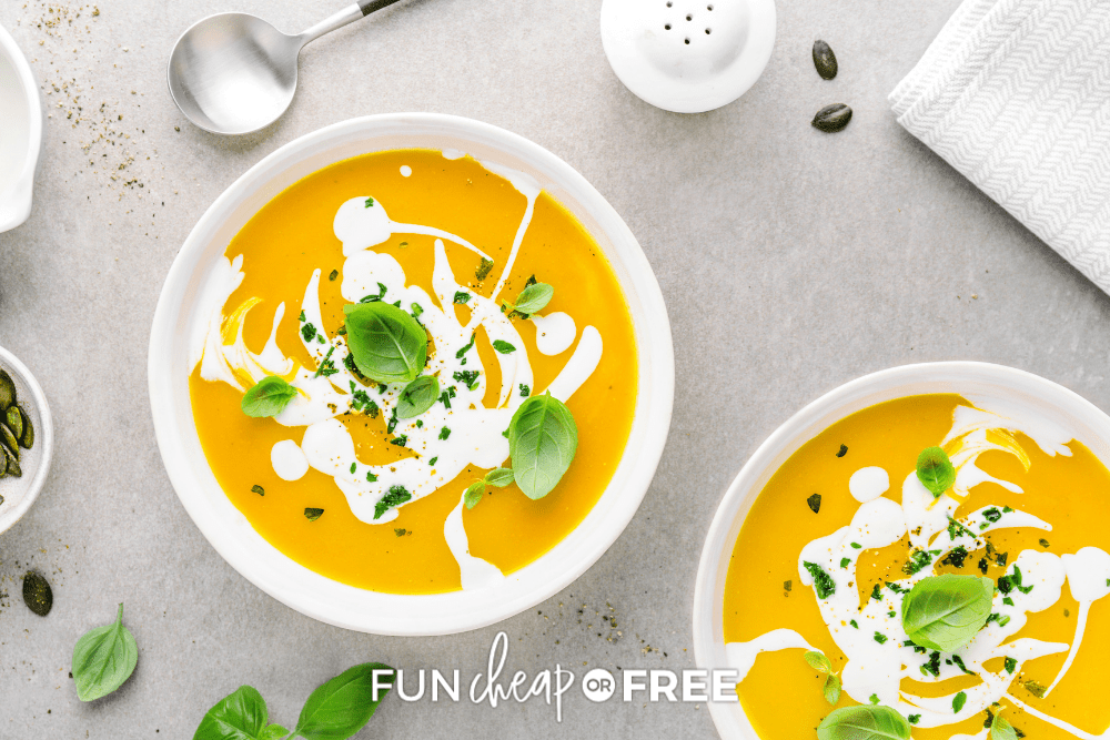 two bowls of sweet potato soup, from Fun Cheap or Free