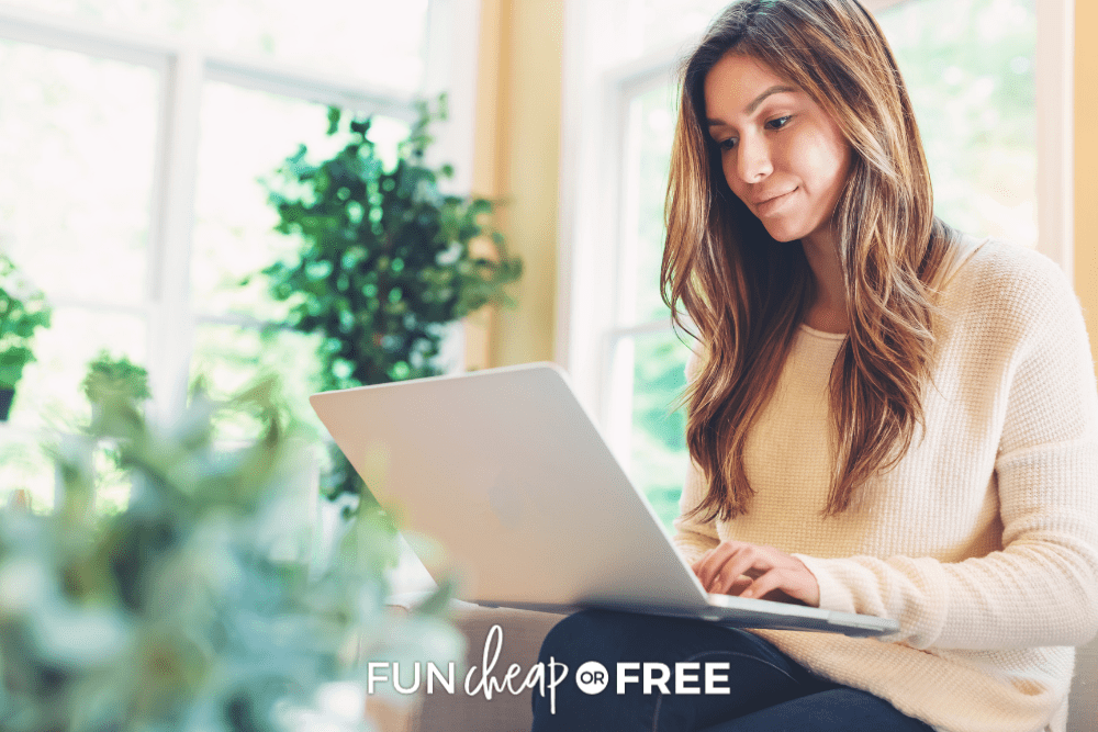 woman doing work on laptop, from Fun Cheap or Free
