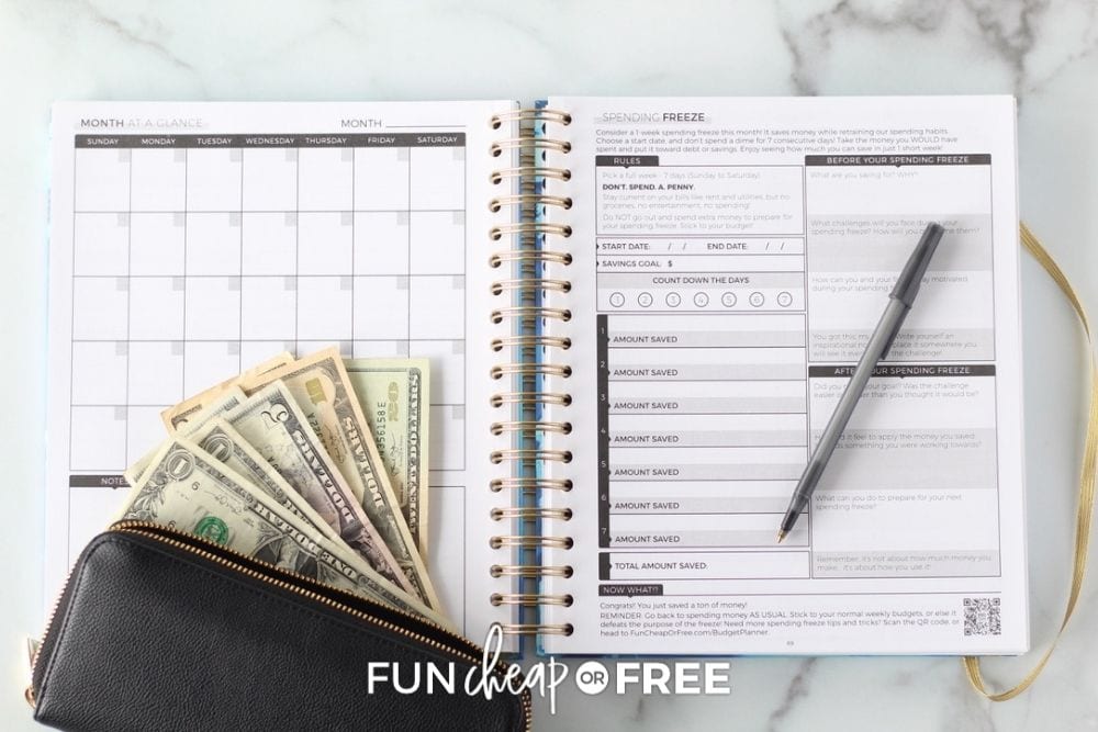 budget planner with wallet and money, from Fun Cheap or Free
