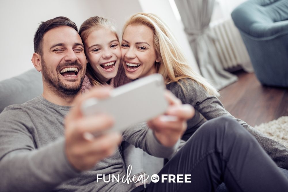 Family taking selfie together from Fun Cheap or Free. 