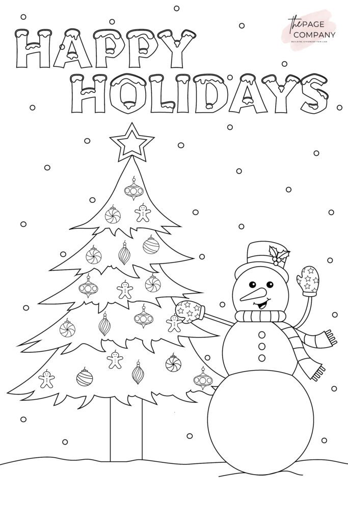 Happy Holidays Christmas Coloring Pages Free Download Printable